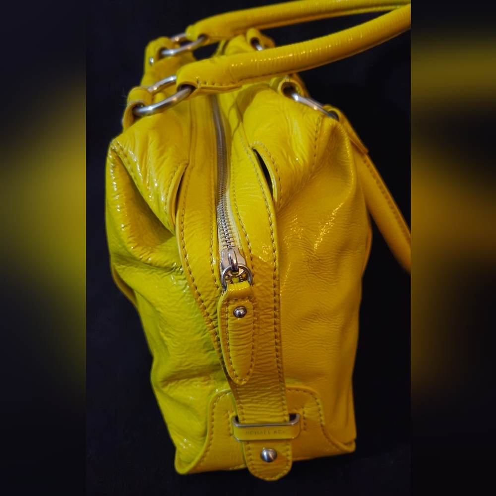 Michael Kors Mustard Yellow Patent Leather Satchel Bag - Picture 3 of 15